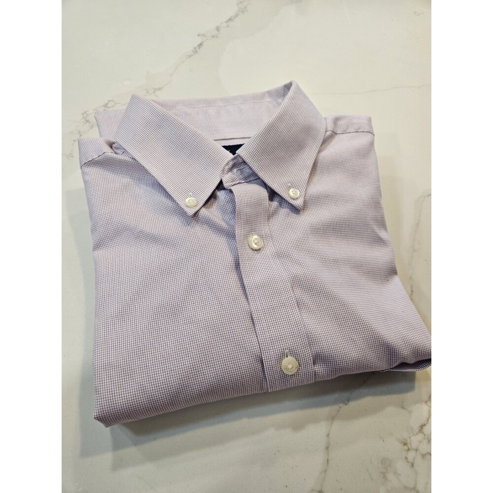 Stafford Men's Executive Dress Shirt Button Down, 15.5 / 34-35, Lilac And White